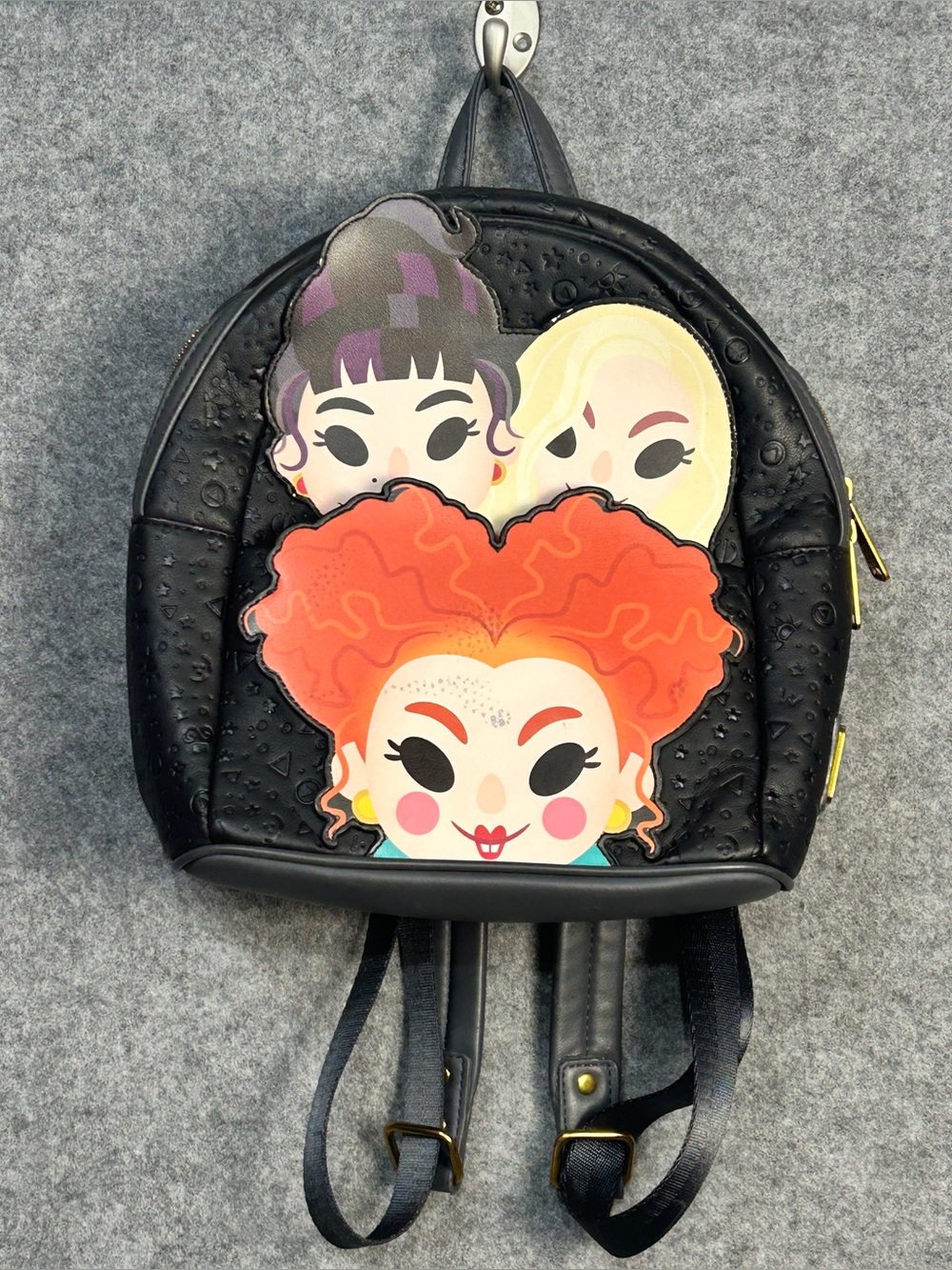 Loungefly Disney Hocus Pocus Sanderson Sisters Black Faux Leather Mini Backpack